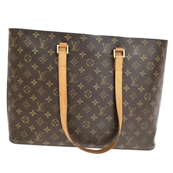 LOUIS VUITTON Logo Luco Shoulder Tote Bag Monogram Leather Brown - Picture 12 of 16